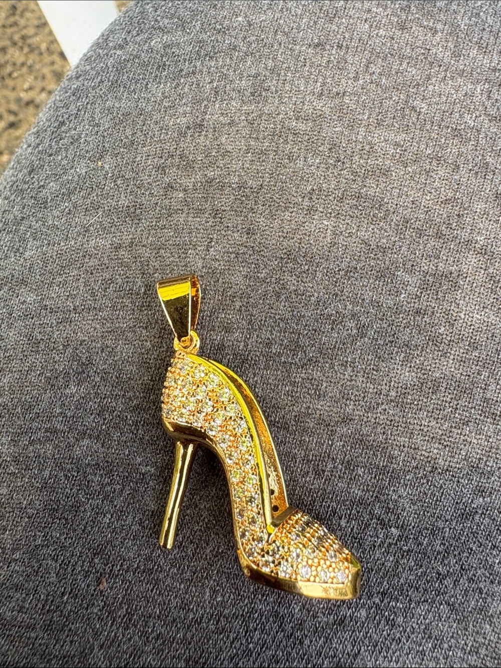 Gold Crystal High Heel Women's Pendant - Sparkling Stiletto Charm